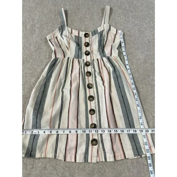 Shyanne Womens Sm Western Sundress Mini Linen Adjustable Straps Button Down - Picture 15 of 16